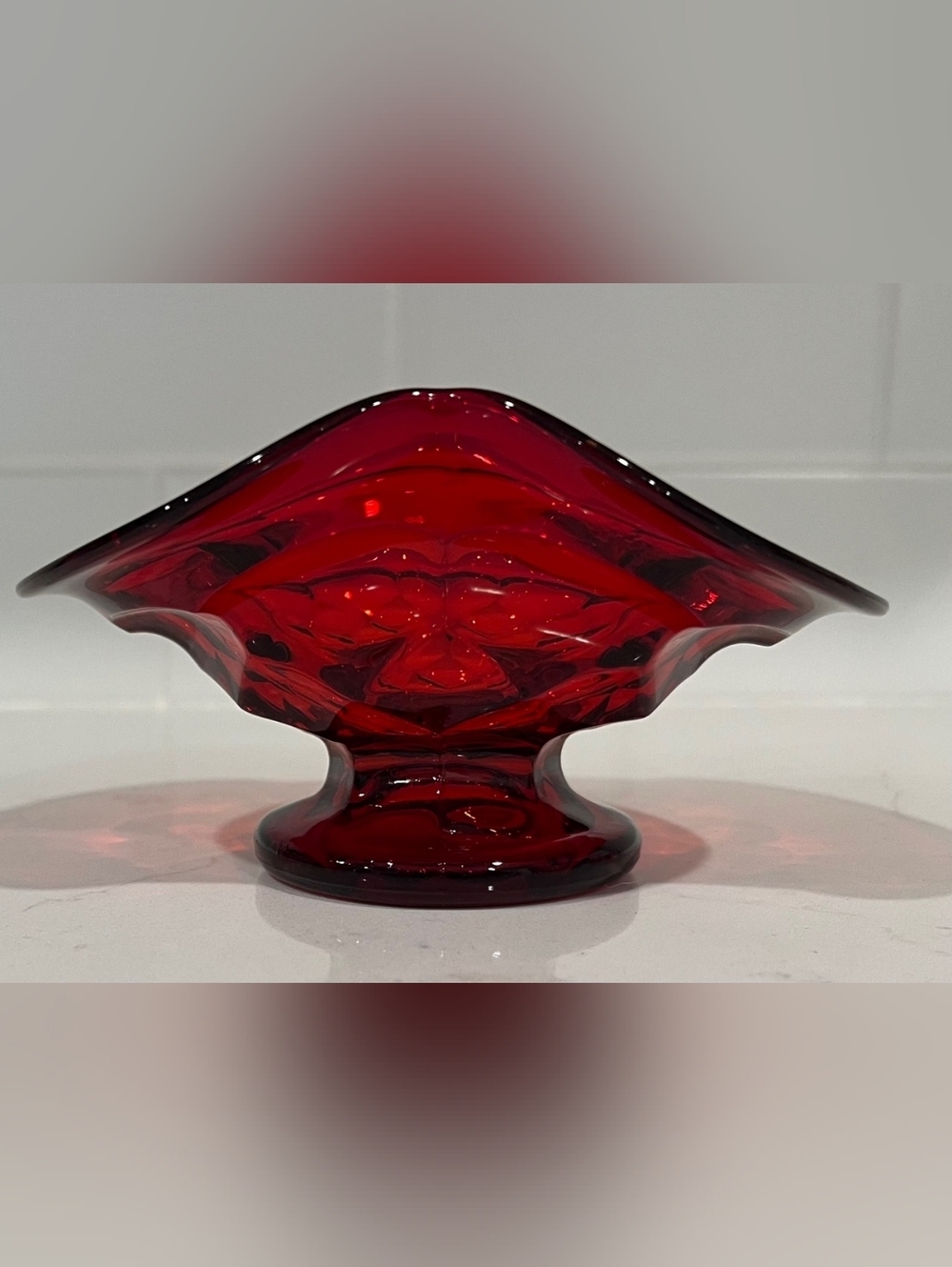 Fenton Ruby Red Georgian Bon Bon Or Trinket Dish 1950s - 1960s Vintage - Picture 5 of 8